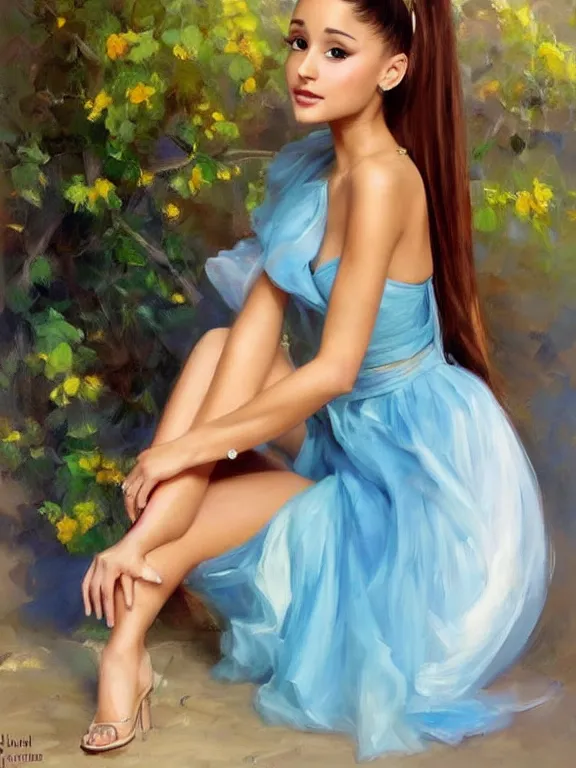 Image similar to Ariana Grande full body painting by Vladimir Volegov,