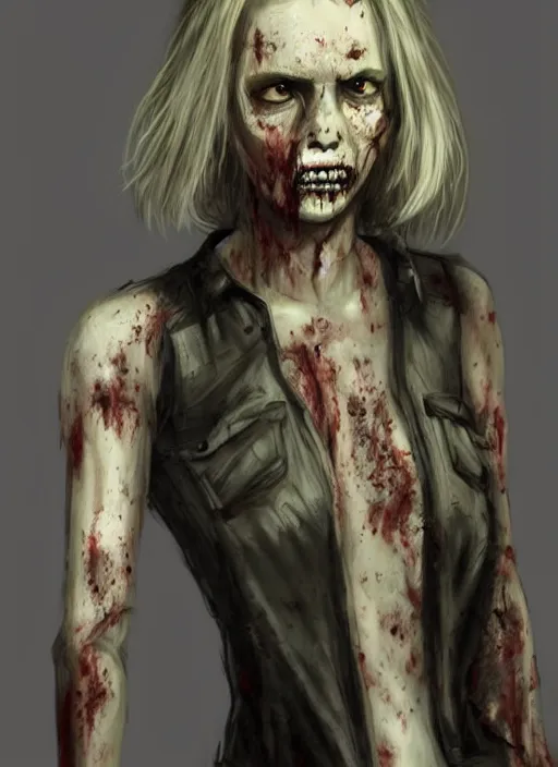 Image similar to character concept art for female lead in zombie horror movie