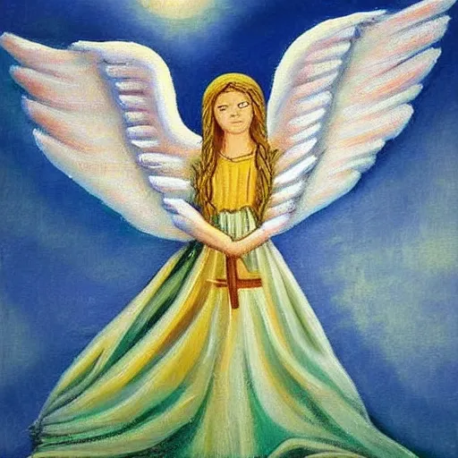 Image similar to biblically accurate angel, highly detailed painting