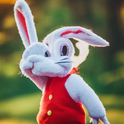 Image similar to a professional photo of bugs bunny as if he was real, f / 1. 4, 9 0 mm