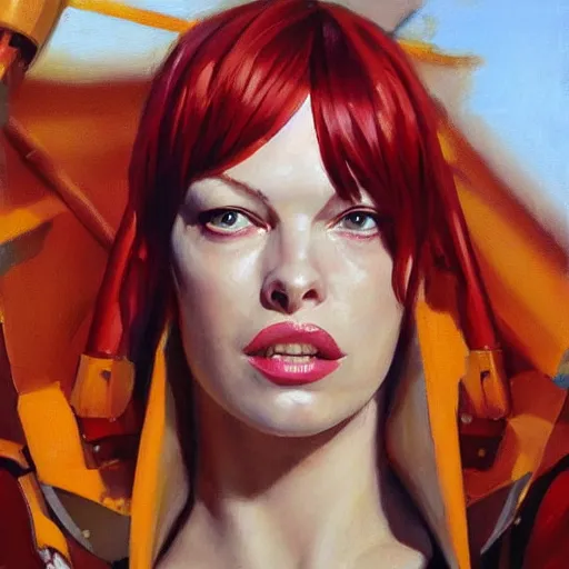 Image similar to greg manchess portrait painting of milla jovovich as leeloo from the 5 th element as overwatch character, medium shot, asymmetrical, profile picture, organic painting, sunny day, matte painting, bold shapes, hard edges, street art, trending on artstation, by huang guangjian, gil elvgren, ruan jia, randy vargas, greg rutkowski