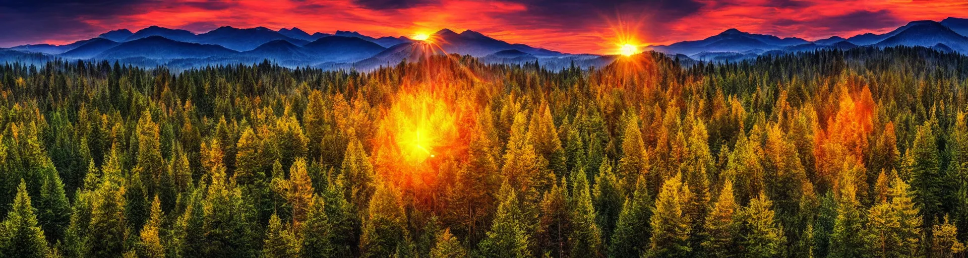 Prompt: beautiful forest mountain landscape of usa with a majestic sunrise, art, high detail, high definition, photorealistic, hdr,