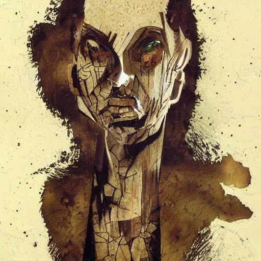 Image similar to a rotted face by Dave McKean