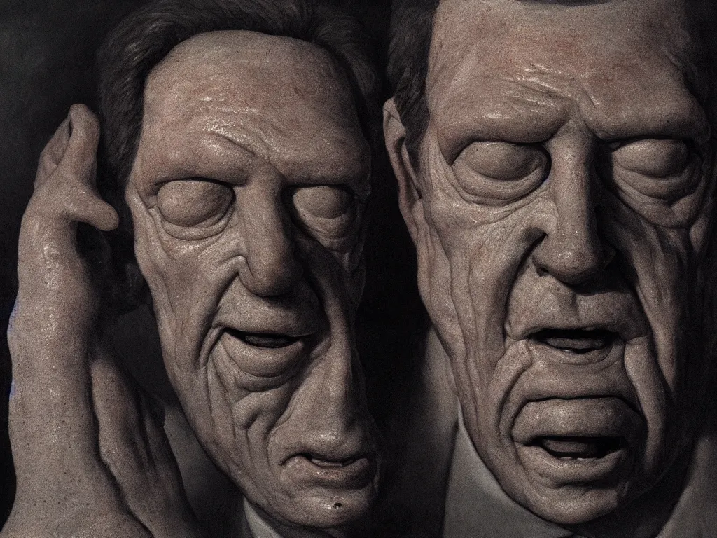 Prompt: claymation close-up shot of Ron DeSantis, by Zdzisław Beksiński, horror, cosmic horror, cinematic, 8k