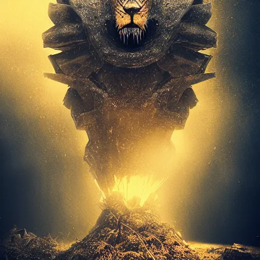 Image similar to lion as dark souls boss by Mike Winkelmann