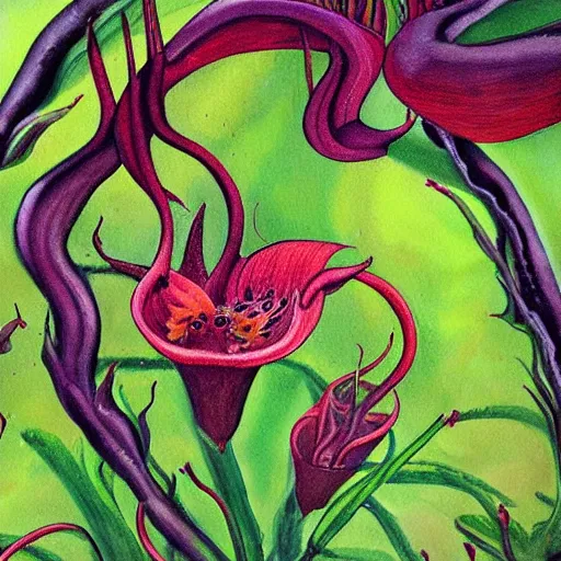 Prompt: painting of carnivorous plants, detailed!!!!