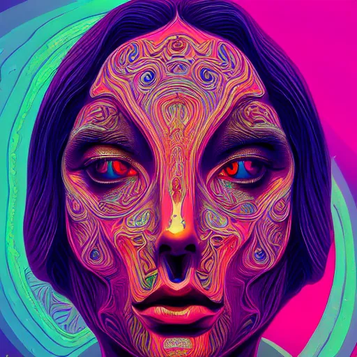 Image similar to An extremely psychedelic portrait, surreal, LSD, face, detailed, intricate, elegant, lithe, highly detailed, digital painting, artstation, concept art, smooth, sharp focus, illustration, art by Kilian Eng