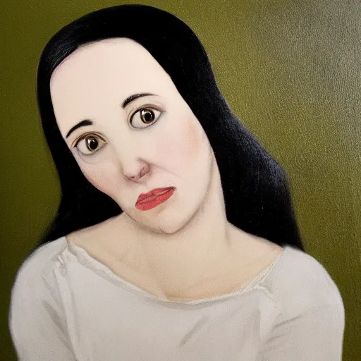 Prompt: Portrait of a young white woman with black hair