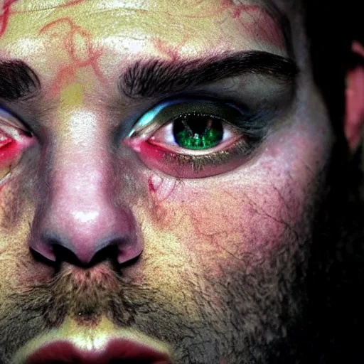 Image similar to a devil, close - up portrait photo by david lachapelle, masterpiece, trending on flickr