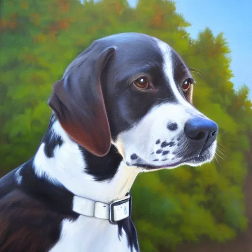 Prompt: realistic oil painting of a bird dog hybrid