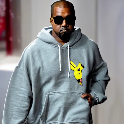 Image similar to kanye west in a pikachu hoody