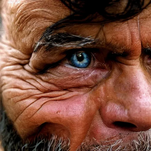 Image similar to closeup portrait of a man unhappy with a million dollar cheque, by Steve McCurry and David Lazar, natural light, detailed face, CANON Eos C300, ƒ1.8, 35mm, 8K, medium-format print