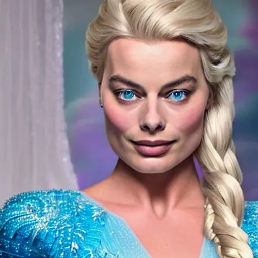 Image similar to margot robbie as elsa from frozen