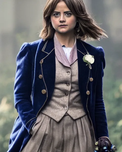 Prompt: Jenna Coleman as the Doctor, velvet blazer, waistcoat