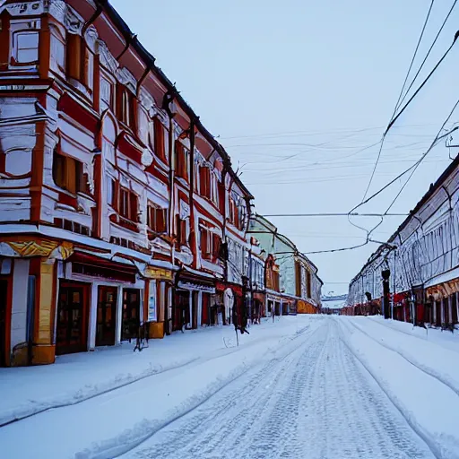 Image similar to street in Russian city Kazan in winter