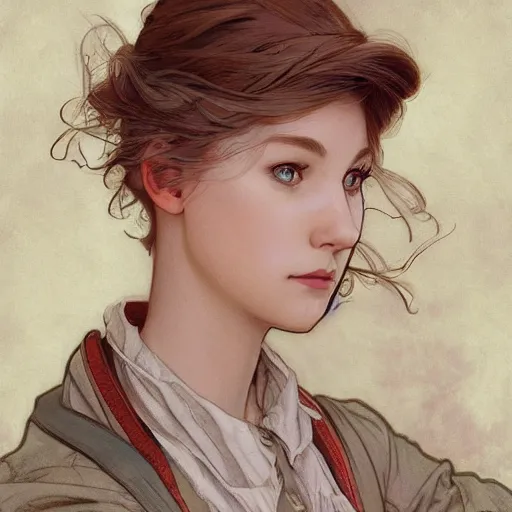 Image similar to Erin Moriarty, highly detailed, digital painting, artstation, concept art, smooth, sharp focus, illustration, ArtStation, art by artgerm and greg rutkowski and alphonse mucha and J. C. Leyendecker and Edmund Blair Leighton and Katsuhiro Otomo and Geof Darrow and Phil hale and Ashley wood and Ilya repin and Charlie Bowater