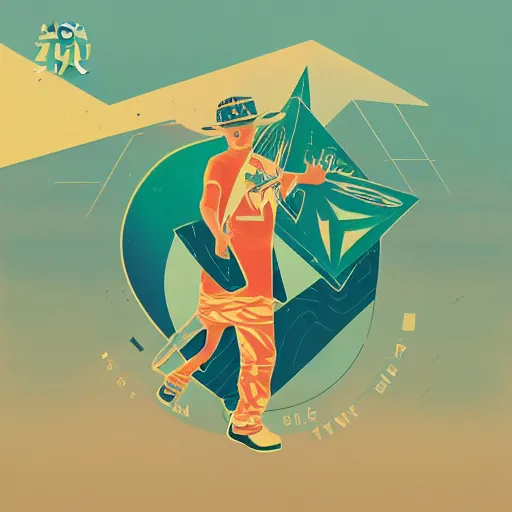 Image similar to Album Art for Char Zulu, \'Surf Trap\', 3d shapes, Vector art, by Sachin Teng, Trending on artstation