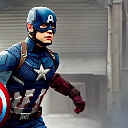 Prompt: film still of Joseph Gordon Levitt as captain America in new avengers film, 4k