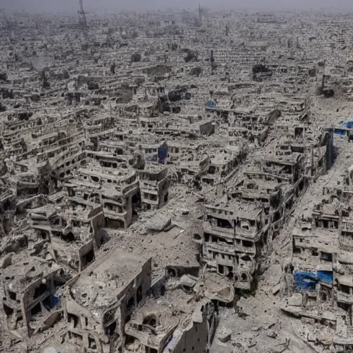 Prompt: pictures of destructed city in Syria, photojournalism, very detailed, 4k