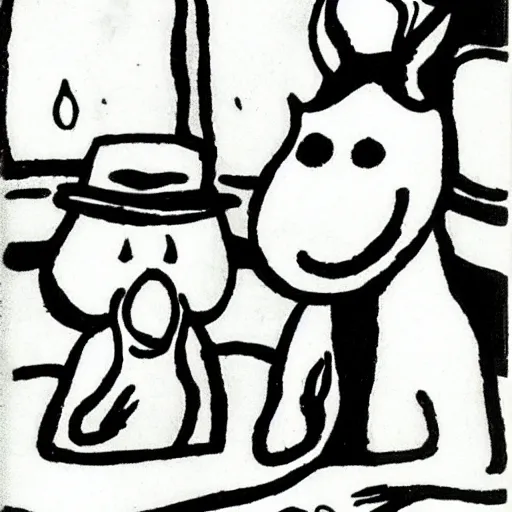 Image similar to moomins, ink, by tove jansson