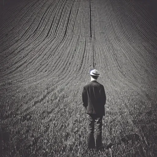 Image similar to “ a man standing in a field, abstract constructivism”