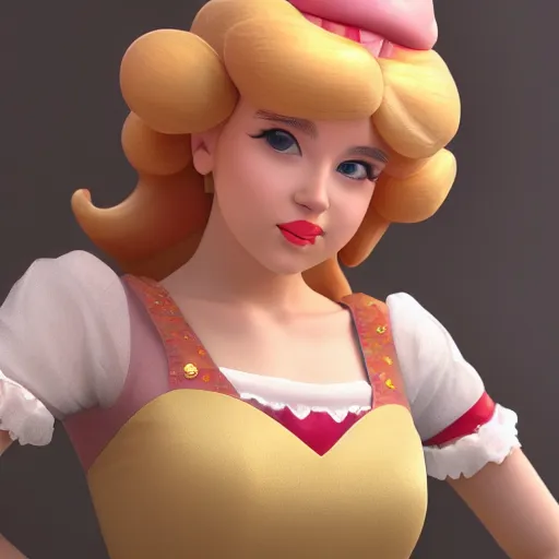 Image similar to a beautiful photo of princess peach as a real life person, posing, ultra details, trending on artstation