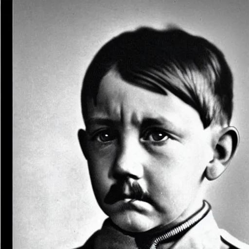 Prompt: a face portrait of adolf hitler at 6 years old. photography.