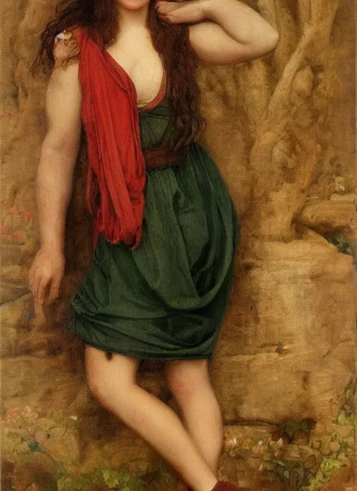 Image similar to Pre-Raphaelite young beautiful athletic female, oil, aesthetic