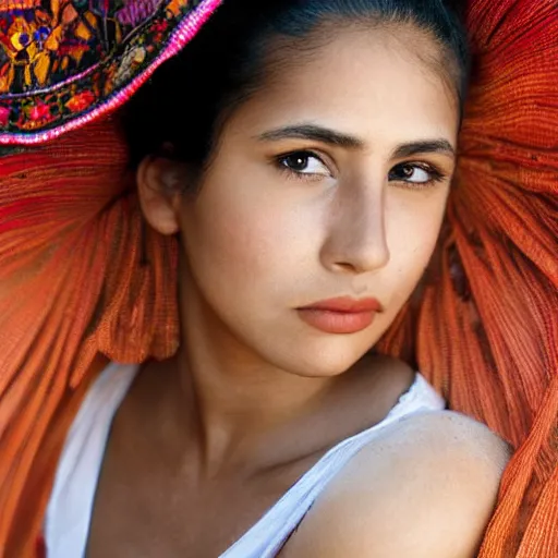 Prompt: beautiful photo of a young mexican woman in the style of martin schoeller