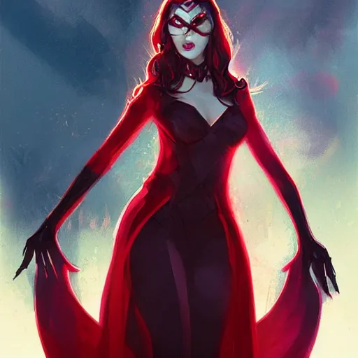 Image similar to the scarlet witch, concept art by ross tran