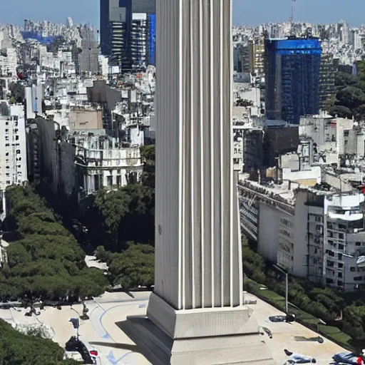 Image similar to the obelisk of the city of buenos aires as a giant robot