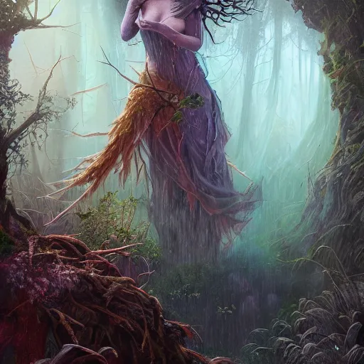 Prompt: anna podedworna dryad of the forest, mischievous geometric spell prism, dramatic composition, dramatic composition, dramatic composition, fantasy, mtg, magic the gathering, wizards of the west coast, digital 2d, trending on artstation, artstation, dramatic lighting, blurred background, 8k, 8k, 8k, hyper detailed, ultrarealistic, masterpiece, digital art