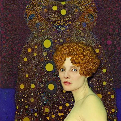 Image similar to mandelbulb portrait of a beautiful woman by moebius, klimt