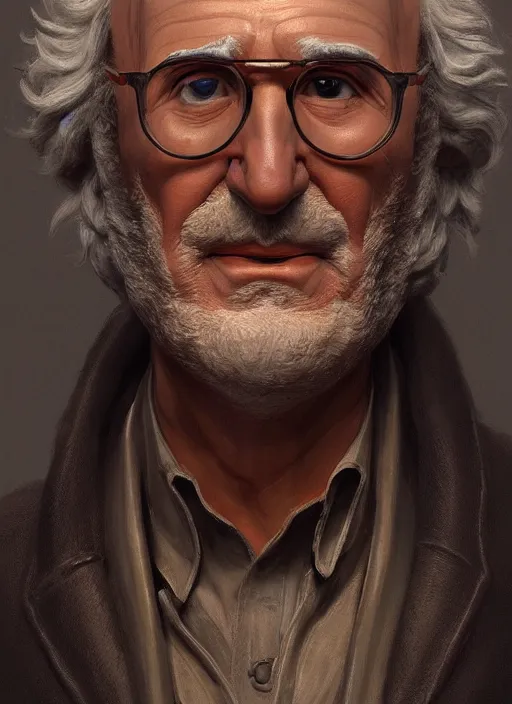 Image similar to digital _ painting _ of _ larry david statue _ by _ filipe _ pagliuso _ and _ justin _ gerard _ symmetric _ fantasy _ highly _ detailed _ realistic _ intricate _ port