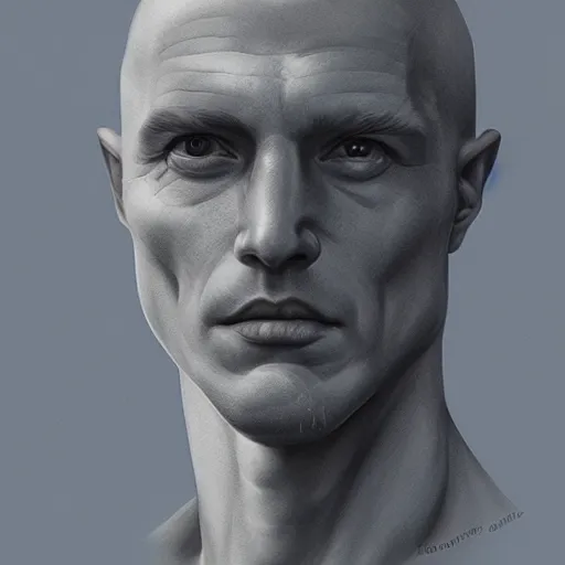 Image similar to a portrait of a featureless man made entirely of marble, D&D, fantasy, elegant, hopeful, muscular, highly detailed, digital painting, artstation, concept art, smooth, sharp focus, illustration