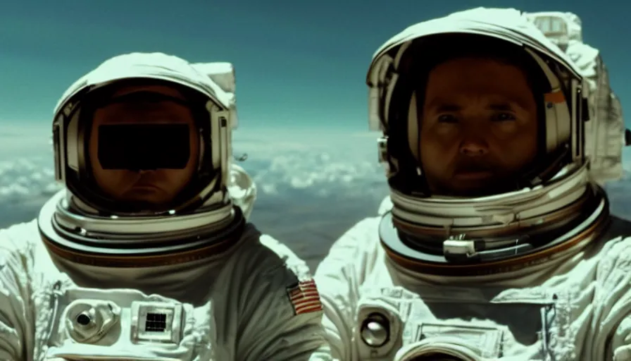 Image similar to movie still of a transcendental astronaut being, cinematic composition, cinematic light, anamorphic lens