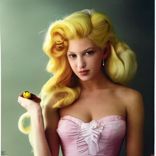 Prompt: award-winning picture Princess Peach taken by Annie Leibovitz