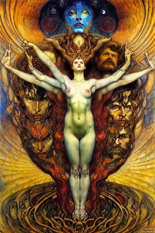 Image similar to Divine Chaos Engine by Karol Bak, Jean Delville, William Blake, Gustav Klimt, and Vincent Van Gogh, symbolist, visionary