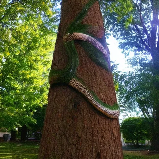 Prompt: a tree in the shape of a snake