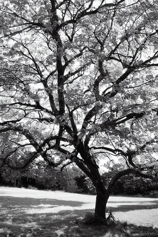 Image similar to maple tree old photo, back and white, detailed, wide shot