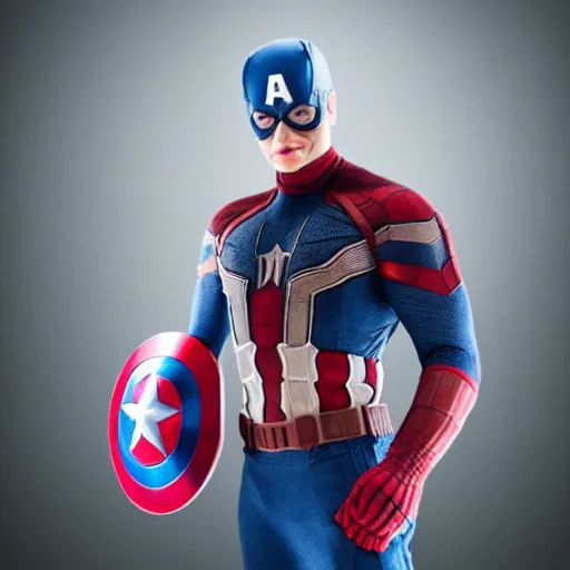 Image similar to captain america with spiderman mask, photo