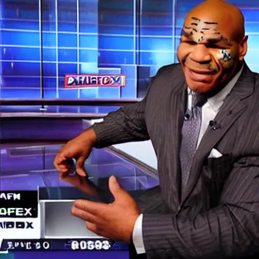 Image similar to mike tyson as a fox news anchor