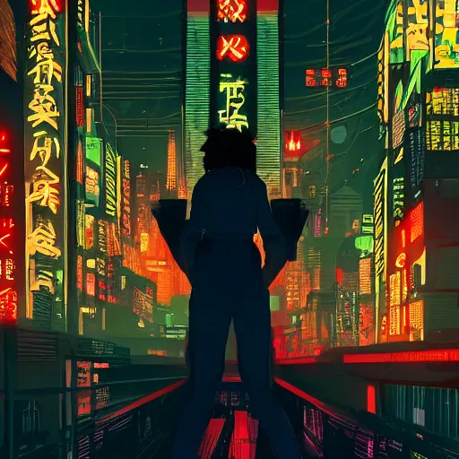 Prompt: high detailed cat in a cyberpunk city at night with a torii in the background by Josan Gonzalez, high quality, 4K, UHD, trending on ArtStation, blade runner vibes, ghost in the shell, akira, dorohedoro