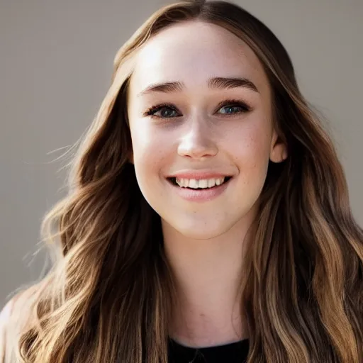 Image similar to a full body portrait of alycia debnam carey smiling while posing for photo, award winning photograph, HDR, natural lighting, shot on nikon z9, depth of field, f/1.8,