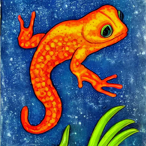 Image similar to fiery salamander alchemical painting