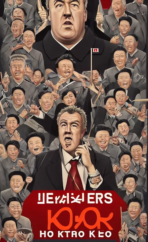 Image similar to propaganda poster jeremy clarkson as ruler of north korea, 8 k, trending on artstation