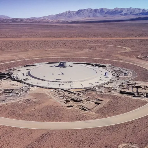 Prompt: area 51 aerial photography alien base