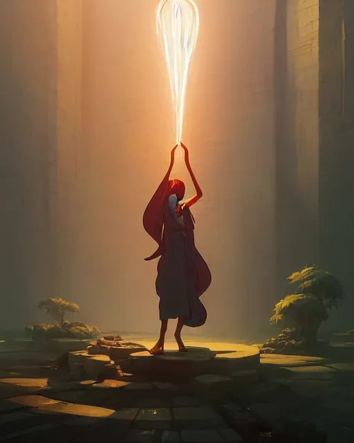 Image similar to highly detailed vfx portrait of a mage casting a time spell, unreal engine, greg rutkowski, loish, rhads, beeple, makoto shinkai and lois van baarle, ilya kuvshinov, rossdraws, tom bagshaw, alphonse mucha, global illumination, detailed and intricate environment