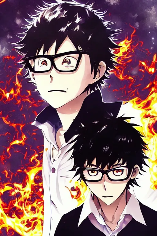 Prompt: manga cover, boy with short curly black hair, glasses, cereal boxes background, emotional lighting, character illustration by tatsuki fujimoto, chainsaw man, fire punch