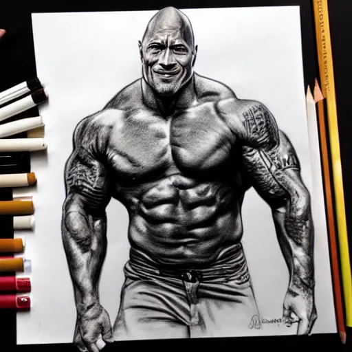 Pencil Drawing  Dwayne Johnson the Rock by Murphy Elliott  Dwayne johnson  The rock dwayne johnson Face art drawing